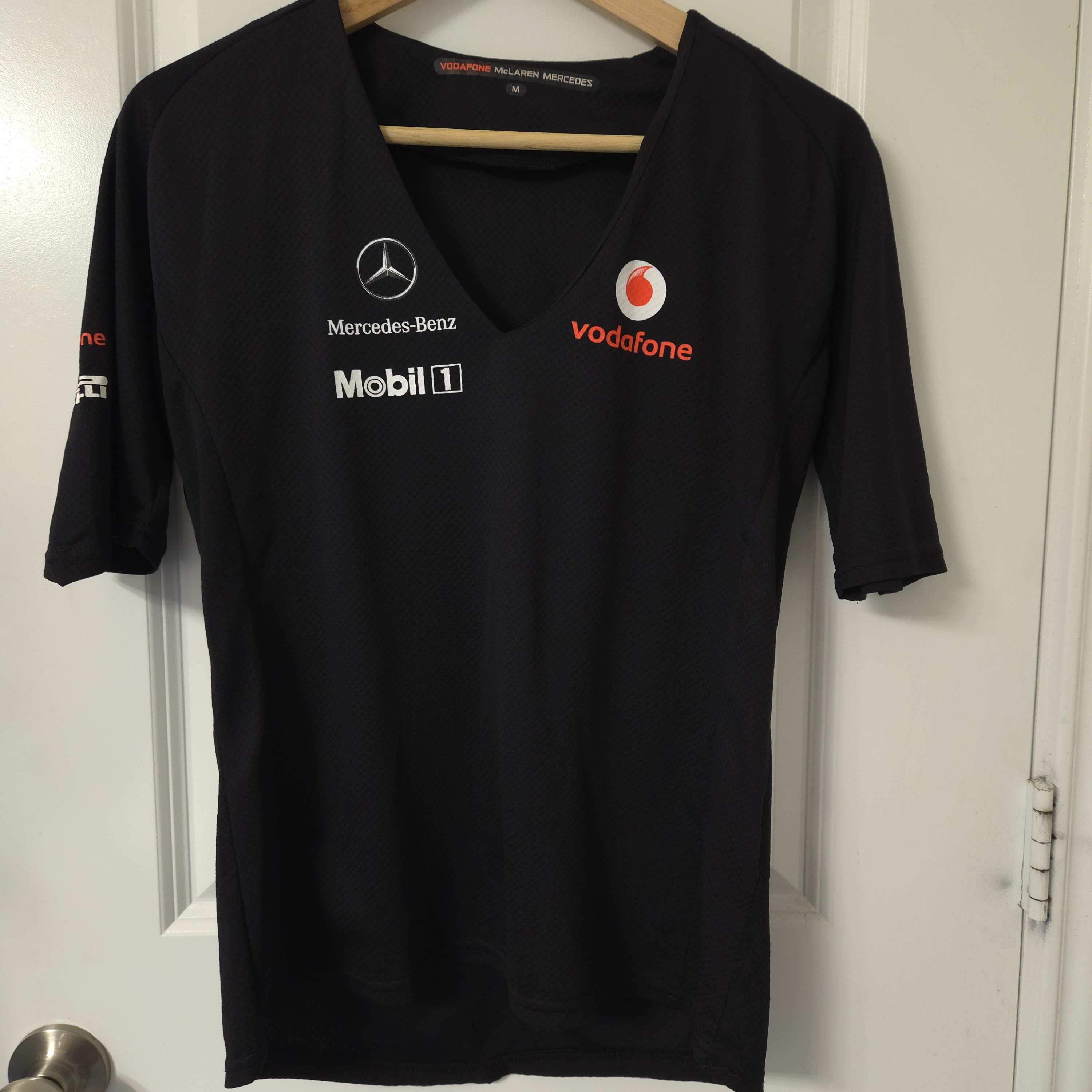 Black Vodafone Mclaren Mercedes F1 Racing Shirt